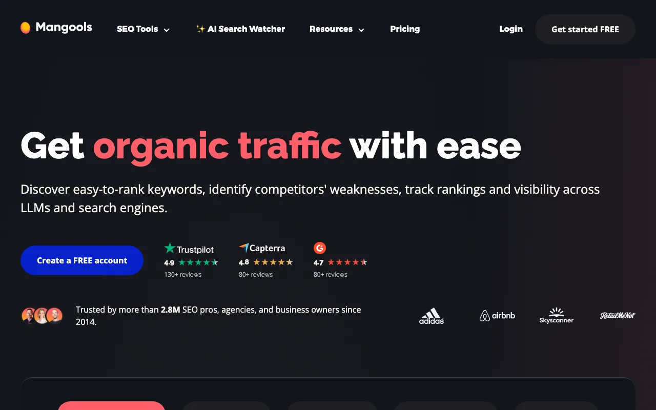 Mangools interface screenshot