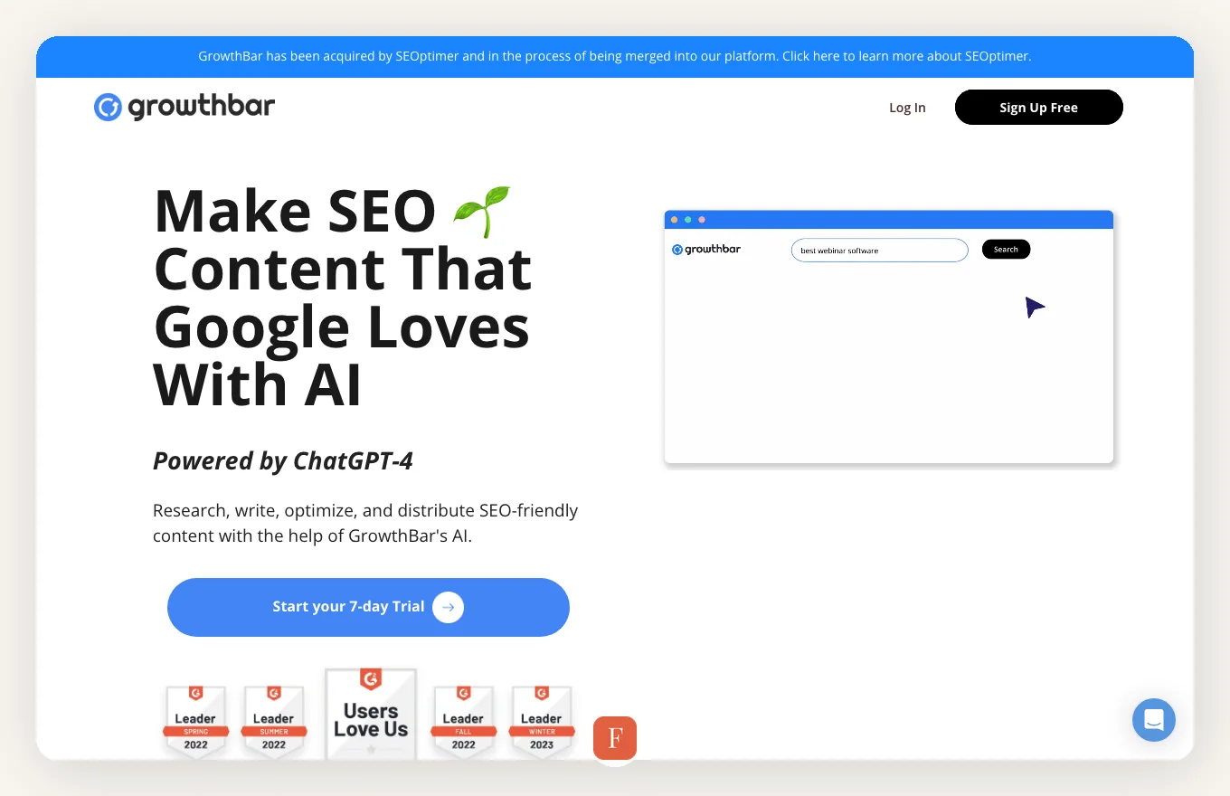 GrowthBar interface screenshot