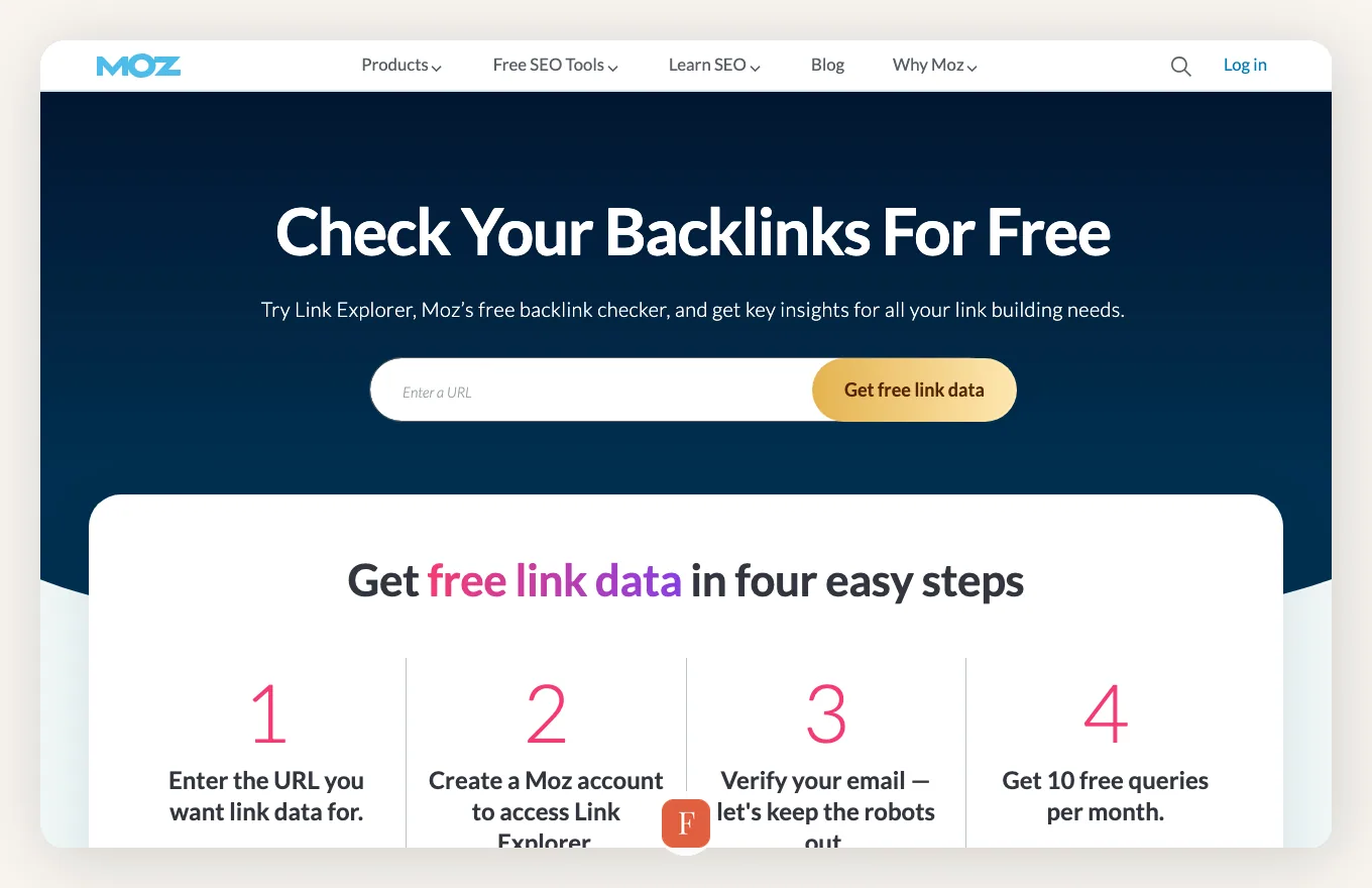 Moz Link Explorer interface screenshot
