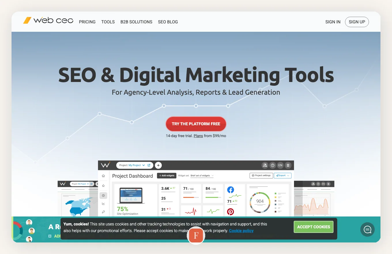 WebCEO interface screenshot