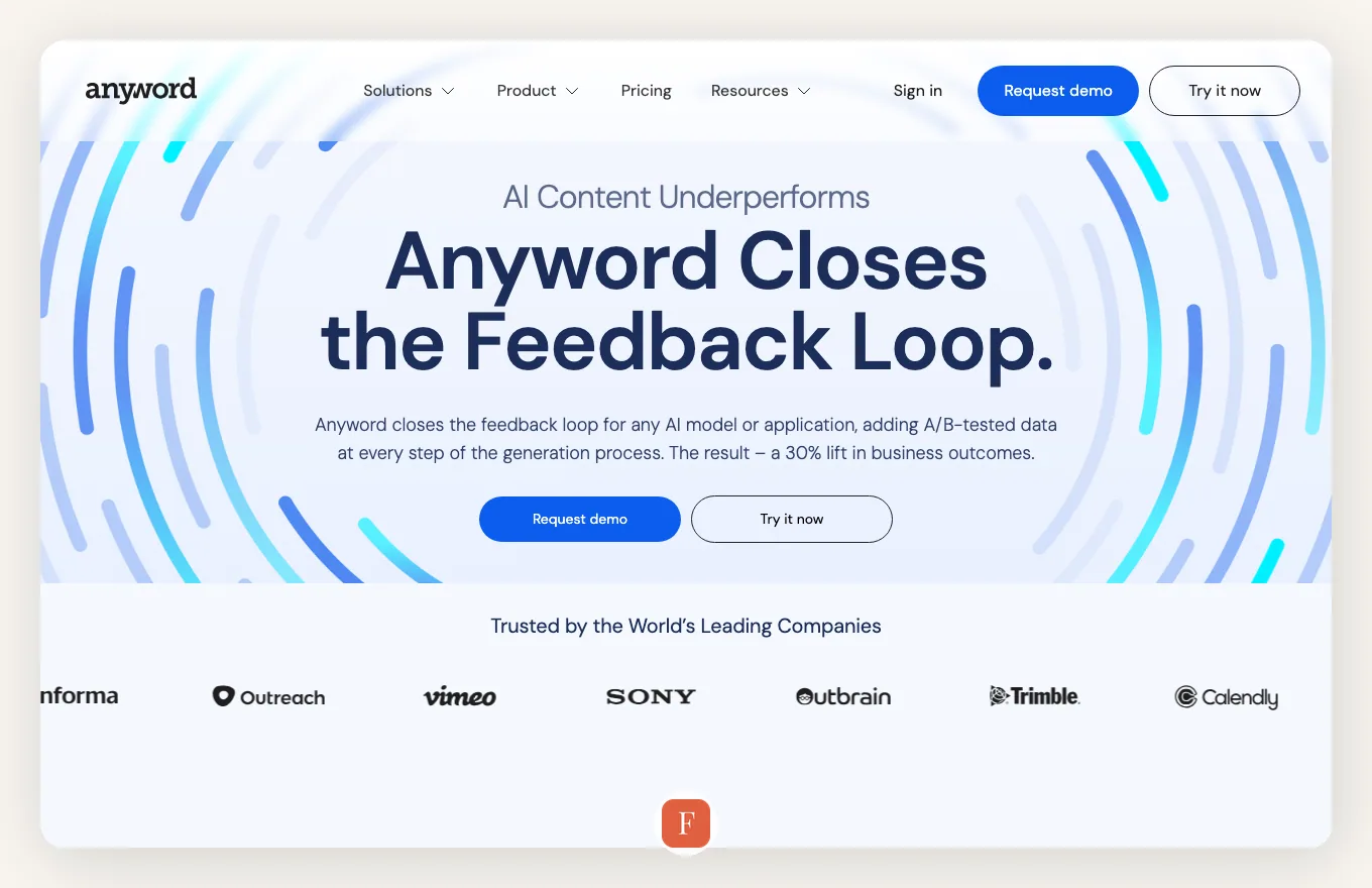 Anyword interface screenshot