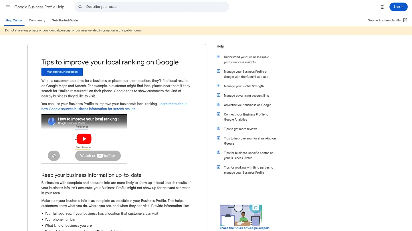 Google's official tips on improving your local ranking