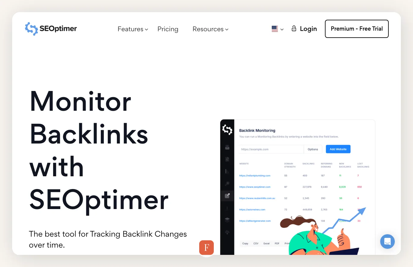 Monitor Backlinks interface screenshot