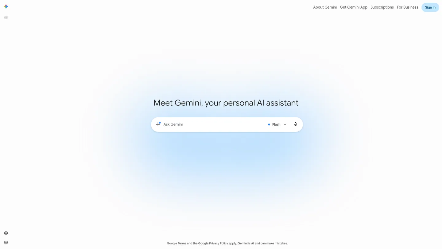 The public Gemini landing page where anyone can start asking questions