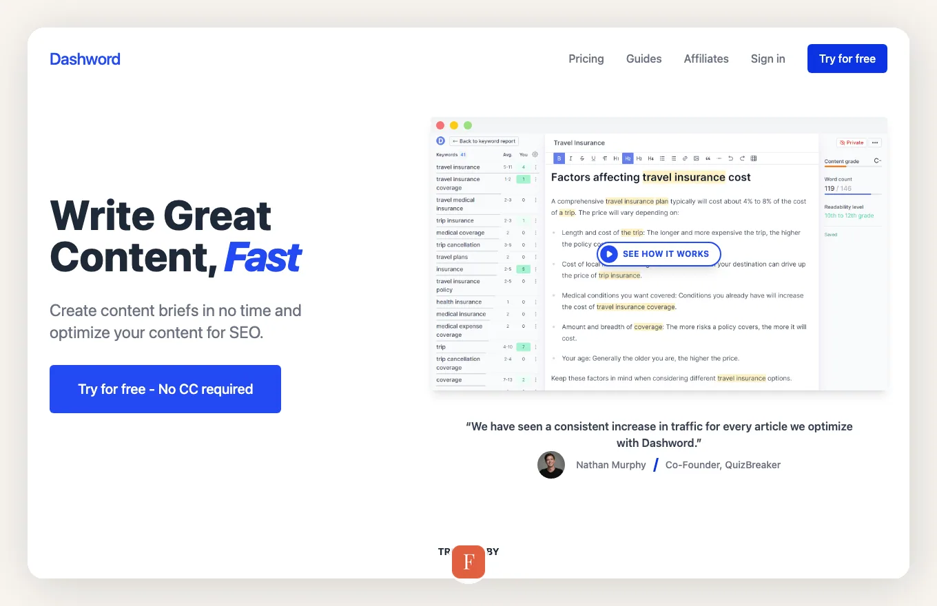 Dashword interface screenshot